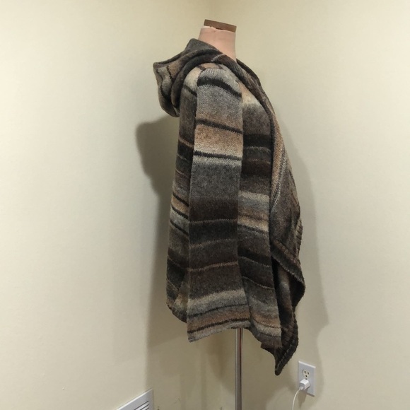 MICHAEL Michael Kors Cardigan Sweater Size Medium Gray Brown Striped Hoodie - Picture 3 of 10